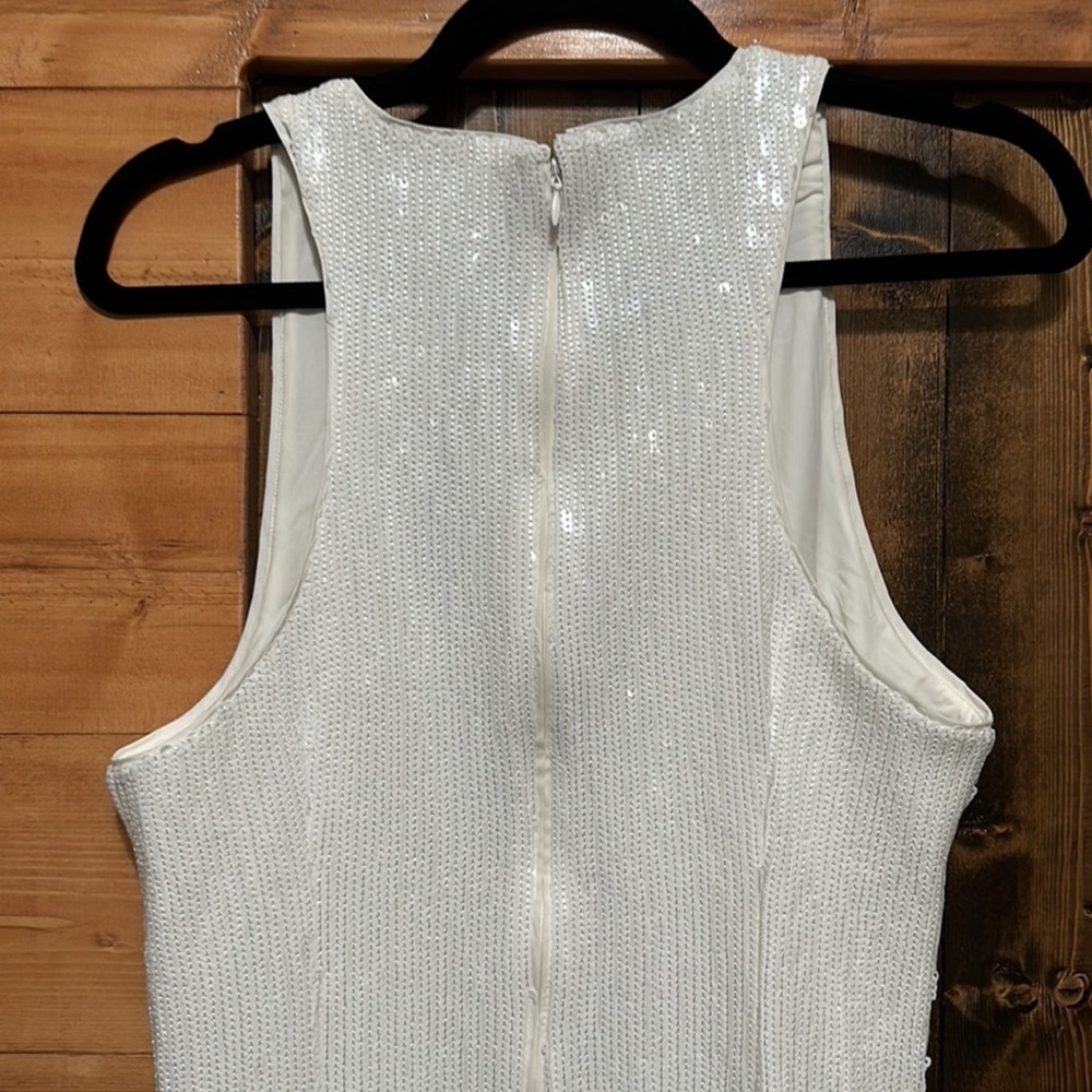 J.Crew Collection Fringe-Trim Sequin Sheath Dress in White - Picture 9 of 14